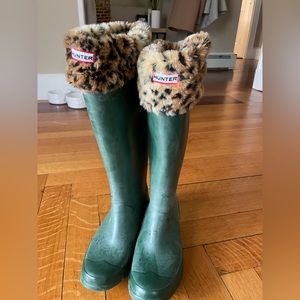 Hunter green rain boots